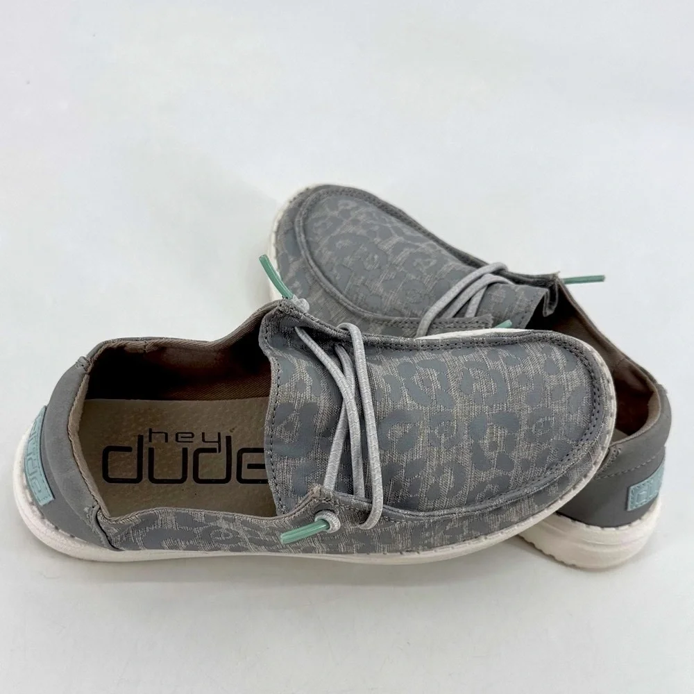 Hey Dude Youth Cat Eye Grey Boat Shoes Slip On Loafers Shoes